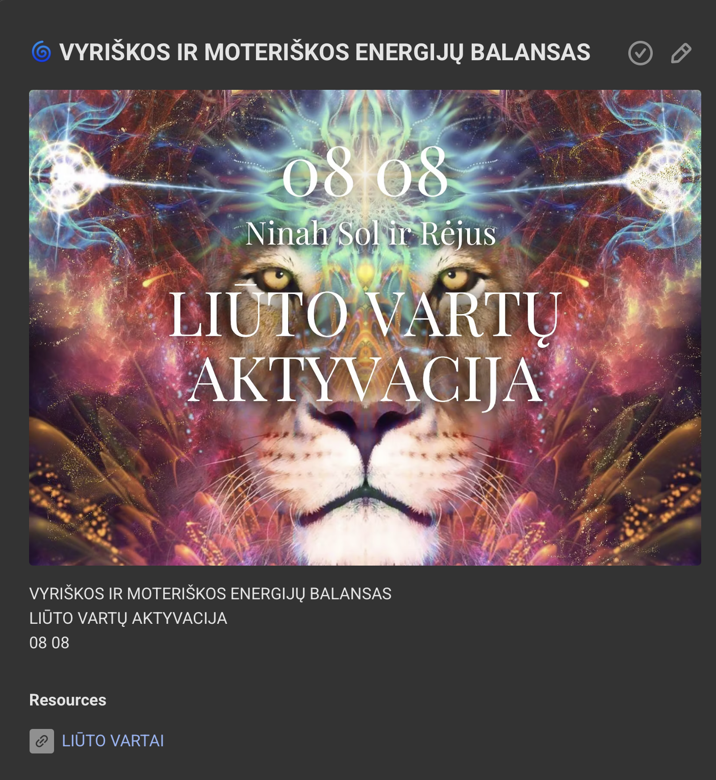 Liūto vartų aktyvacija